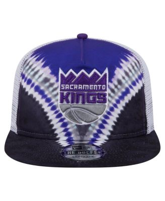 Men's Black/Purple Sacramento Kings Throwback Dye Golfer Snapback Hat