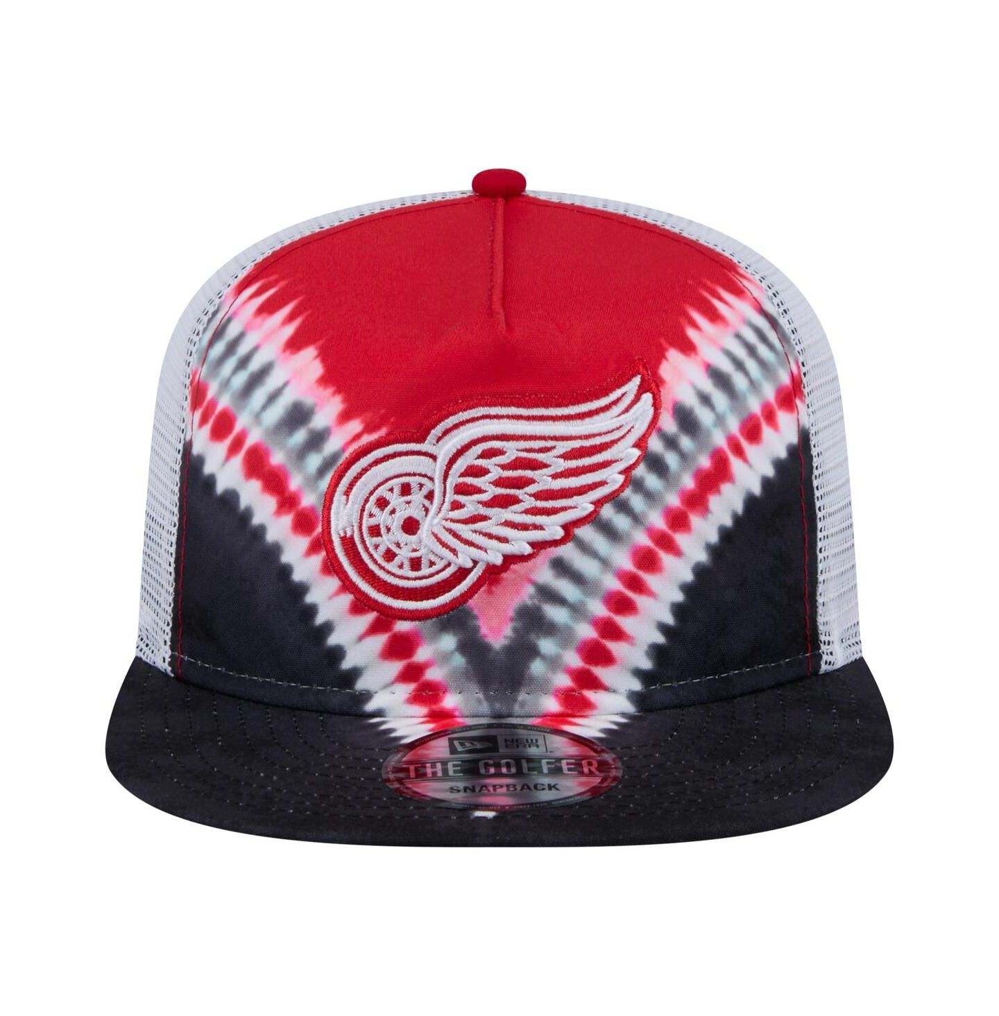 Мужской головной убор New Era Black/Red Detroit Red Wings Throwback V-Dye Adjustable Golfer Hat — фото 2