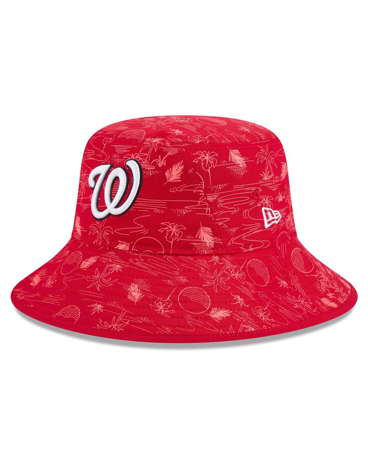 NEW ERA MEN'S RED WASHINGTON NATIONALS 2025 SPRING TRAINING ALL OVER PRINT BUCKET HAT 