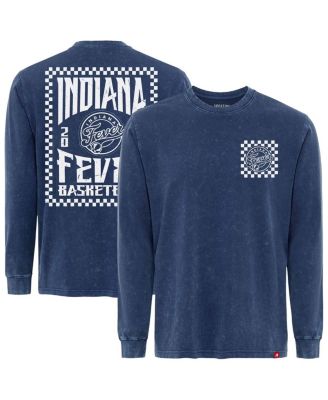 Sportiqe - Men's and Women's Blue Indiana Fever Rock Roll Collection Bono Mineral Wash Premium Long Sleeve T-Shirt
