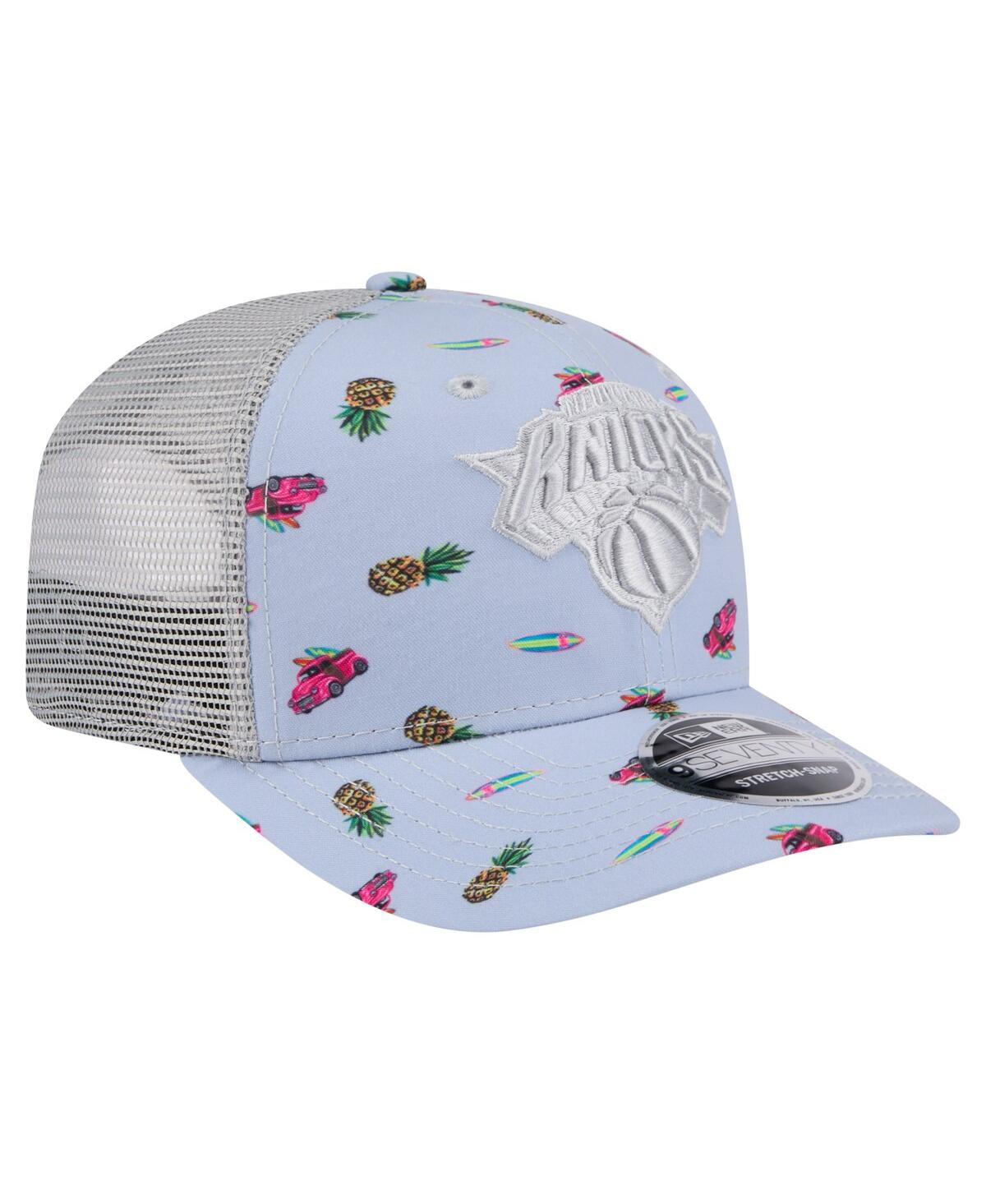 New Era Men's Light Blue/gray New York Knicks Adventure Aloha Pattern 9seventy Stretch-snap Hat