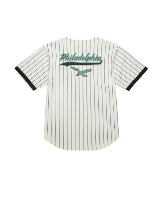Men's Cream Philadelphia Eagles Vintage Logo Final Seconds Full-Button Mesh Top