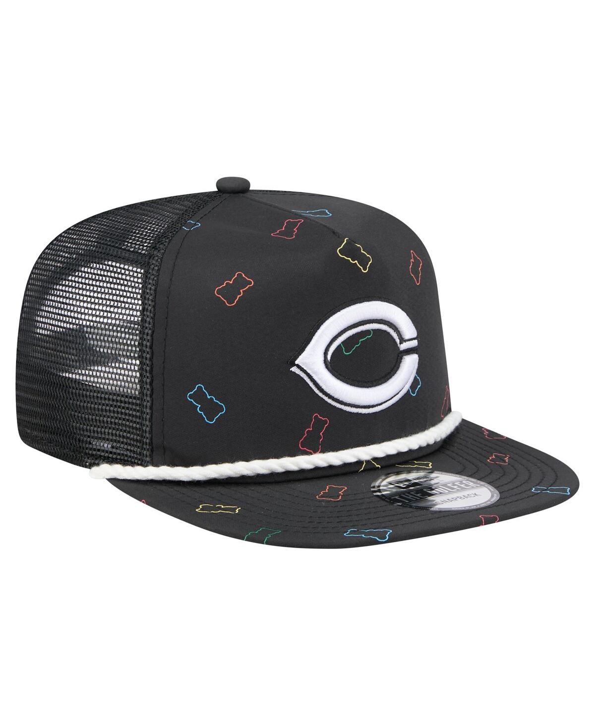 NEW ERA MEN'S BLACK CINCINNATI REDS GUMMY GOLFER TRUCKER ADJUSTABLE HAT 