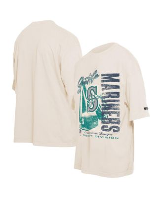 New Era - Men's Cream Seattle Mariners Cooperstown Collection Oversized Throwback Distressed T-Shirt