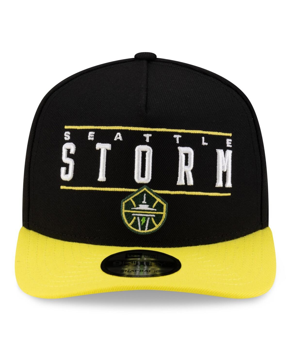 New Era Men's And Women's Black/yellow Seattle Storm 2025 Wnba Draft A-frame 9fifty Snapback Hat