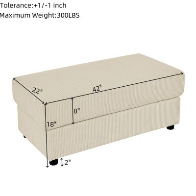  1 Pc   Cozy Corduroy   Storage, Ottoman, Cup Holders, Charging Ports   Modern Sofa