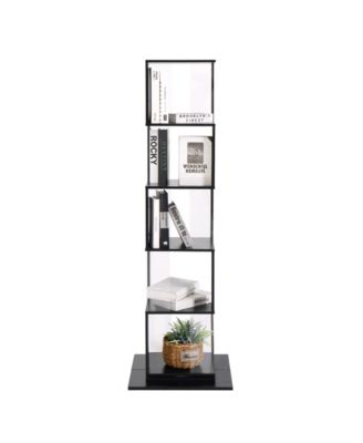 5 tier Rotating Bookshelf, Floor Rack Simple Bookcase with Acrylic plate Student Multi-Function Creative Bookshelf for Living Room with anti-toppling base