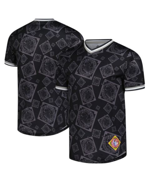 Мужской топ Stitches Black Negro League Baseball Allover Print V-Neck Baseball Jersey