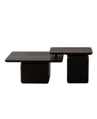 Streamdale Set of 2 Vintage Coffee Tables with Wood Grain Finish, Rectangular Accent Tables