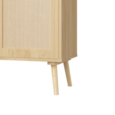 Modern Rattan Wood Dresser Wood Storage Cabinet Sideboard for Bedroom, Living Room, Entryway, Hallway