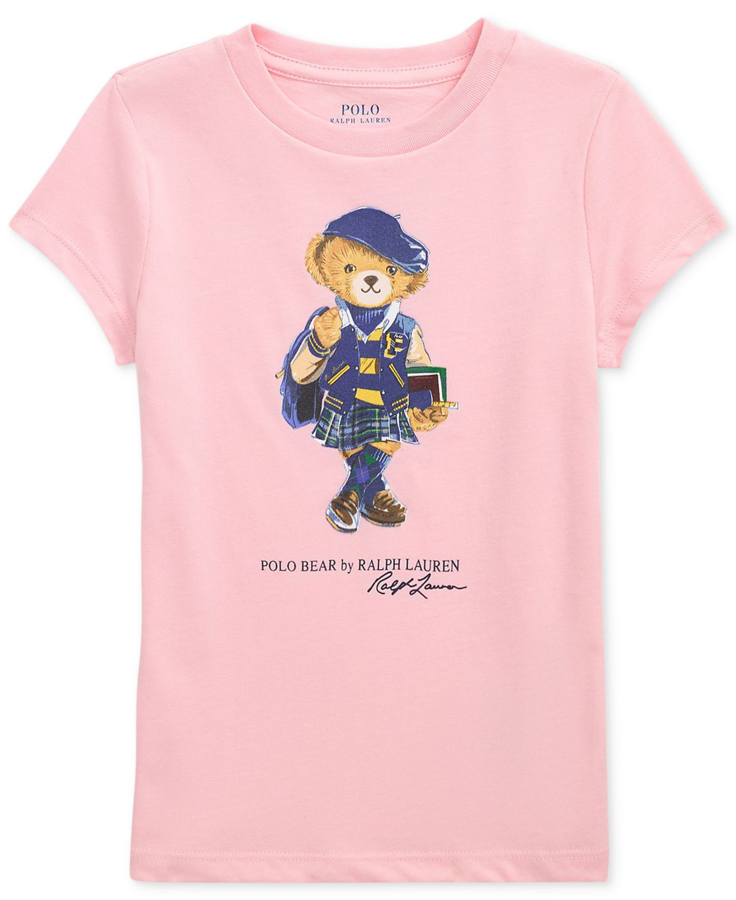 Футболка Polo Ralph Lauren Polo Bear Jersey T-Shirt для девочек, цвет: Розовый — фото 1