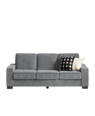 Streamdale 83.86"Corduroy Fabric sofa,Modern Compressed Couch,3-Seater Sofa, Furniture for Living Room,Bedroom,office, Gray