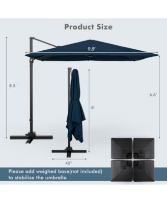 9.5 Feet Square Patio Cantilever Umbrella with 360° Rotation