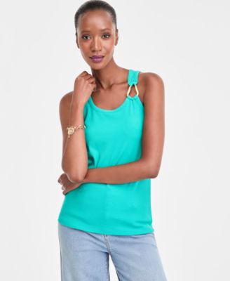  Women's Perfect Ribbed Hardware-Trim Tank Top, Exclusively at Macy's