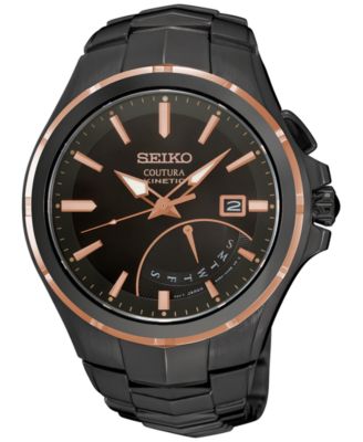 Seiko - Men's Automatic Coutura Kinetic Retrograde Black Ion-Plated Bracelet Watch 43mm SRN066