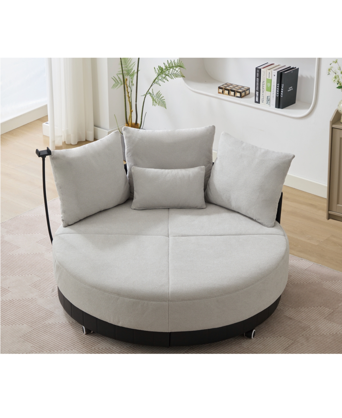 Streamdale Oversized Swivel Chair Adjustable Phone, Polyester, Gray (52.75 in)