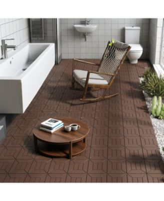 Streamdale 12" Patio Deck Tiles, DIY Interlocking, Indoor/Outdoor, Easy Install, 44pcs Red Brown