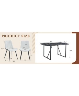 Streamdale Black Marble Dining Set - 55" Table & 4 PU Chairs