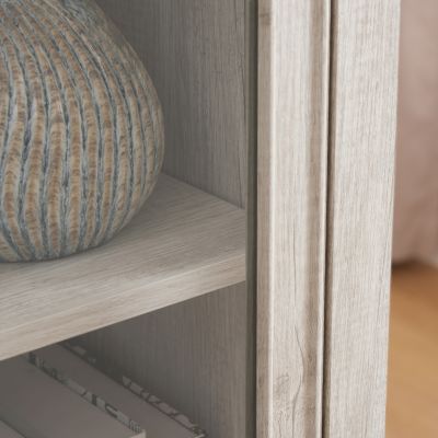 Tall Storage Cabinet with Glass Door and Shelves for Home or Office