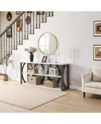 3-Tier Industrial Console Table, 70.9" Narrow Entry Table