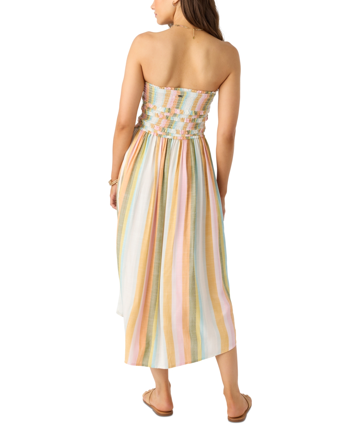 O'neill Juniors' Devyn Low Tide Striped Strapless Dress