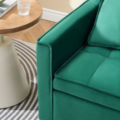 Streamdale 55 "green velvet sofa, elegant with convenient pockets, clever interpretation of the three-in-one conversion art