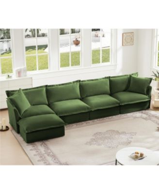 Streamdale 4-Seat L-Shape Sectional Sofa with Armrests, Pillows, and Chenille Fabric