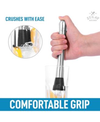 Professional Stainless Steel Cocktail Muddler with Grooved Nylon Head