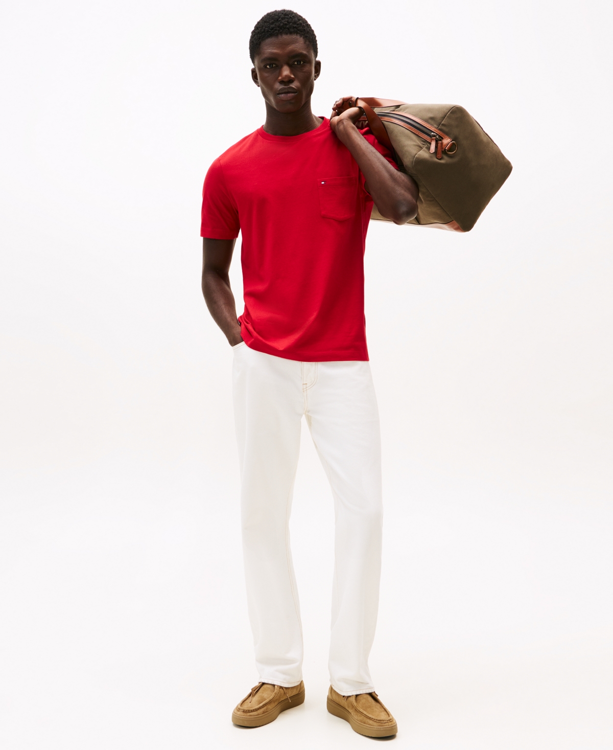 Tommy Hilfiger Men's Essential Solid Pocket T-shirt In Red