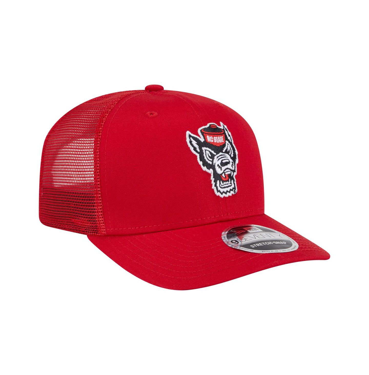 Мужская кепка New Era Red NC State Wolfpack Primary 9SEVENTY Trucker Stretch-Snap Hat — фото 3