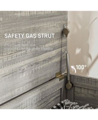 30" Farmhouse Storage Chest, Lift Top Box Organizer with Safety Hinge to Open Up 100 for Bedroom, Entryway, Living Room, Gray Wood Grain