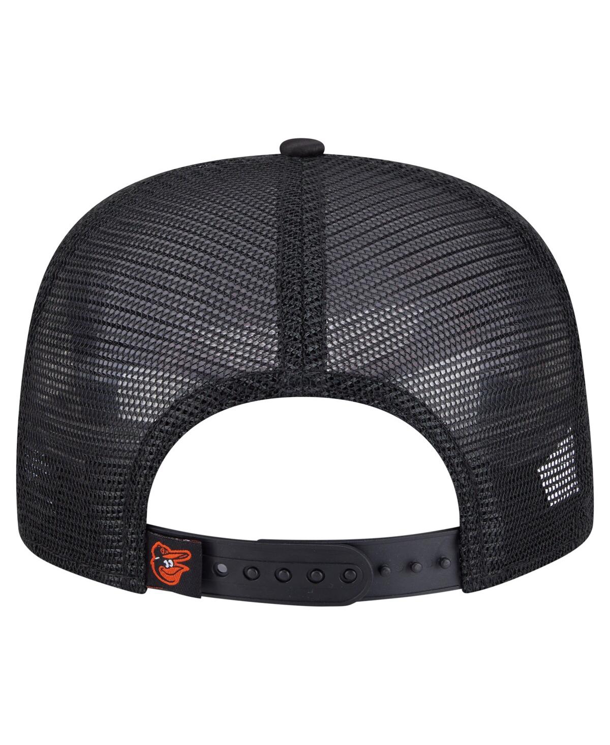 NEW ERA MEN'S BLACK BALTIMORE ORIOLES RETRO SATIN SCRIPT GOLFER ADJUSTABLE HAT 