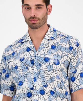 Men's Eligino Relaxed Fit Short Sleeve Abstract Print Button-Front Camp Shirt