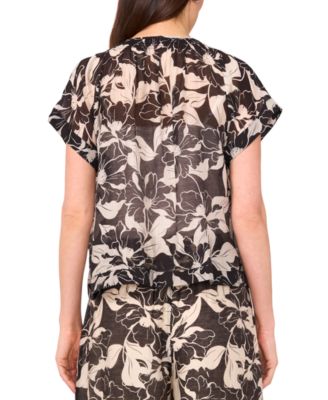 Women's Shirred-Neck Peasant Blouse