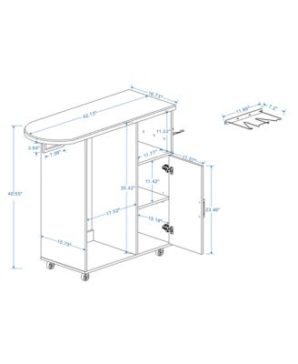 Rolling Ironing Cabinet with Wheels Multipurpose Laundry Room Solution