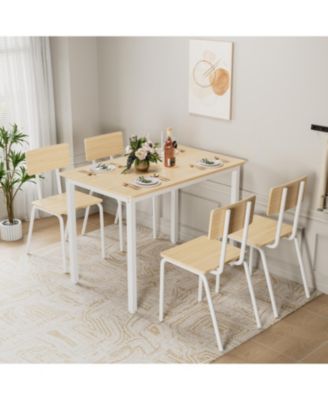 5-Piece Dining Set for 4 Kitchen Table & Chairs, Metal & MDF, Compact