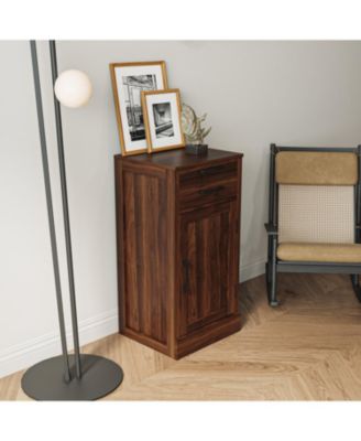 17.80"/1 Count particle board brown walnut color modular wine bar cabinet Buffet Cabinet with Hutch for Dining Room