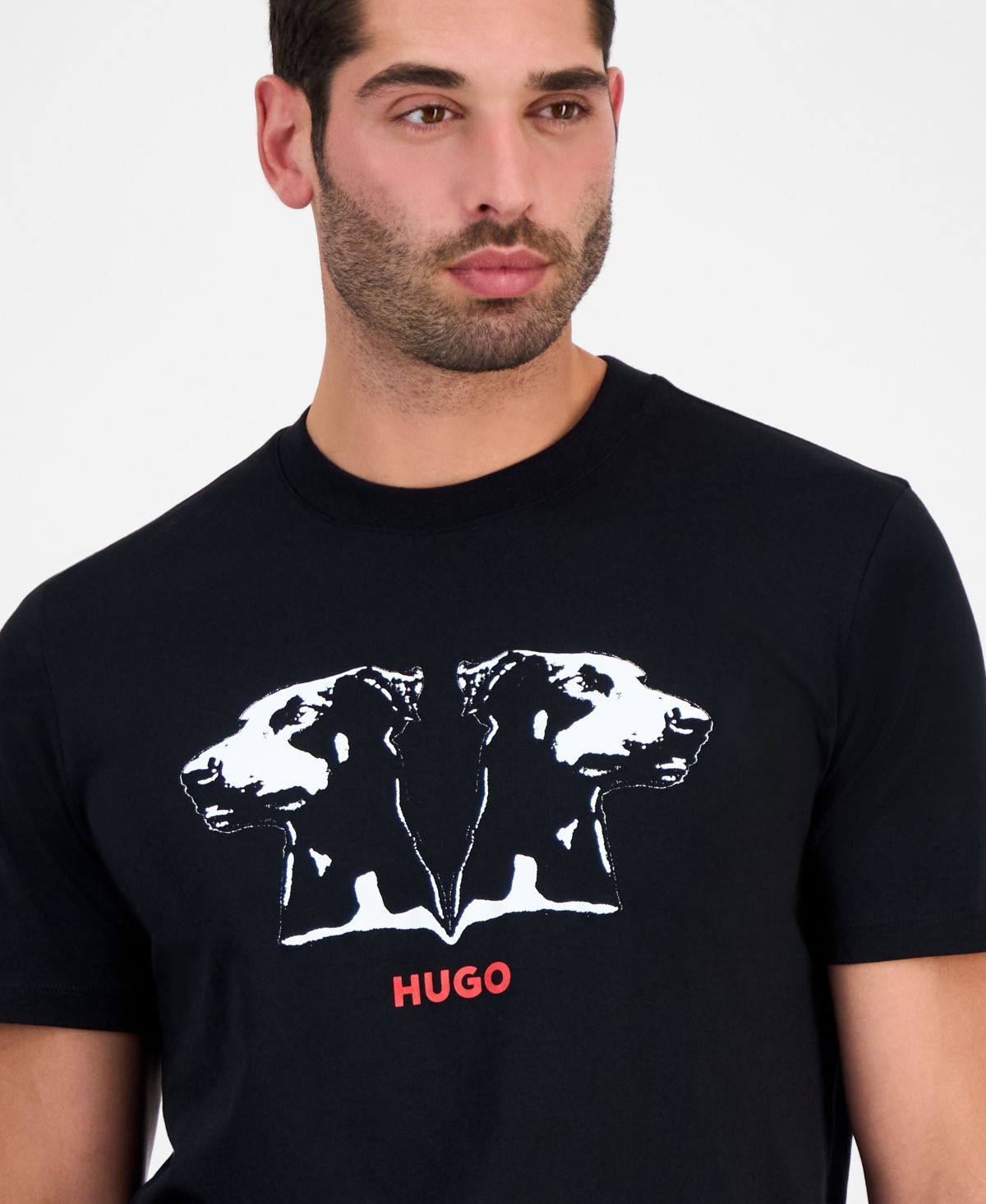 Hugo Boss Mens Black Graphic-print Short-sleeve Cotton T-shirt Xl In Black