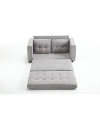 Streamdale Convertible Sofa Bed Set in Gray & Beige Linen Fabric