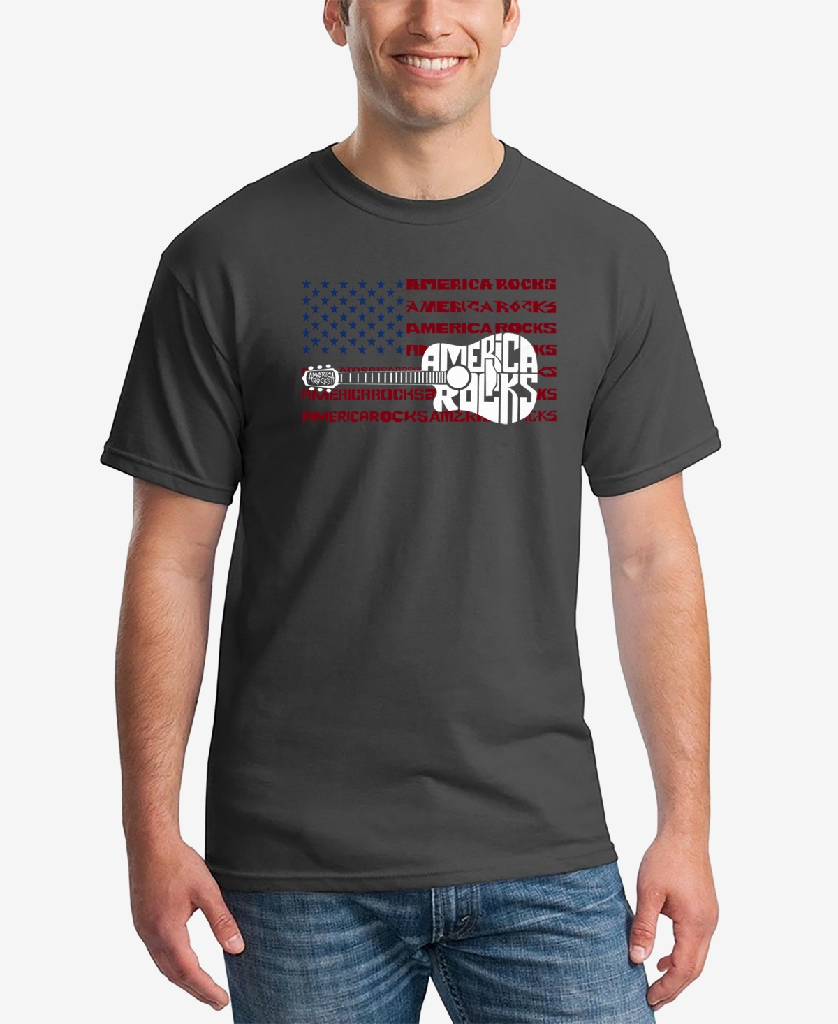 La Pop Art Men's America Rocks Word Art T-shirt