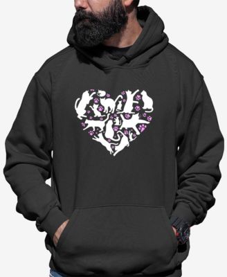 Men's Cat Heart Word Art Hooded Sweatshirt