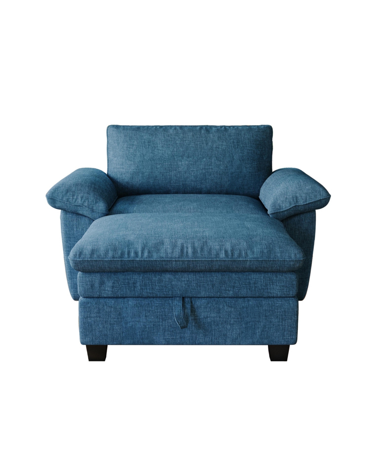 Streamdale 51" Blue Chenille Chaise Lounge with Ottoman & Storage