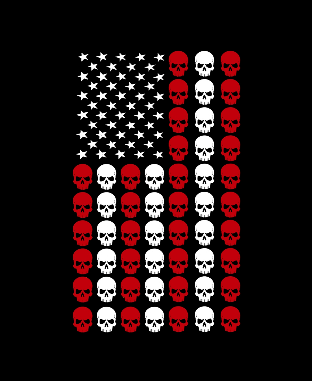 La Pop Art Men's Skull Flag Raglan Baseball Word Art T-shirt