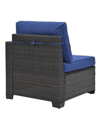 Streamdale PE Rattan Patio Furniture Set, Sectional Sofa, Cushions & Glass Table