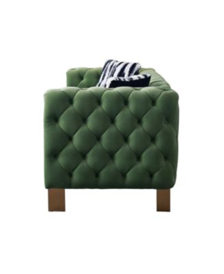 Streamdale Chesterfield Modern Tufted Velvet Living Room Sofa, 84.25"W Couch, Mint Green