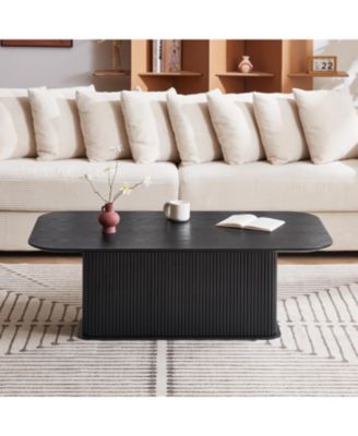 Coffee Table Black Oak Wood Surface and Black Metel Feet