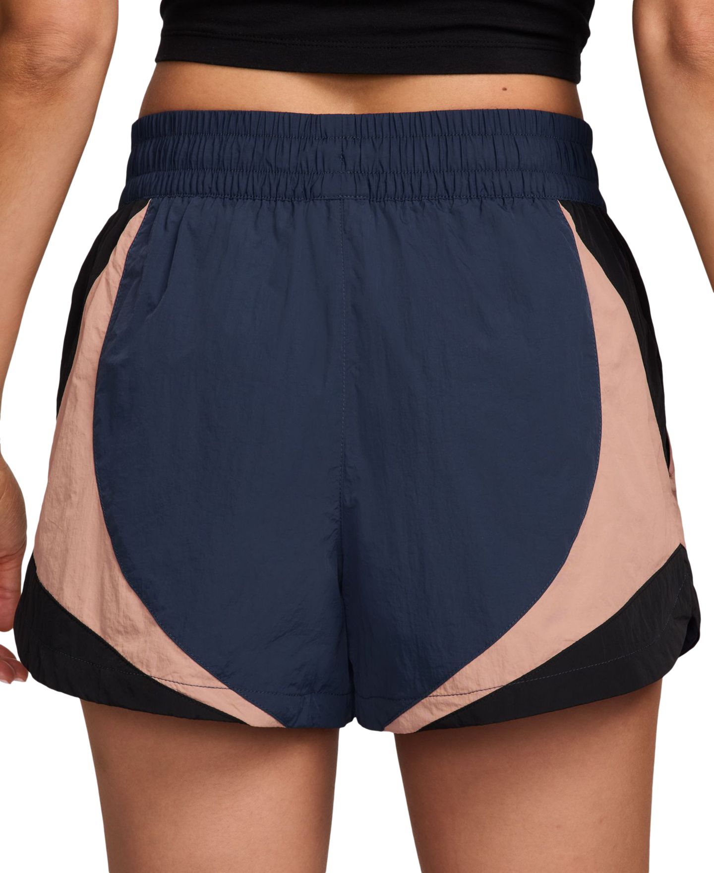 Женские шорты Nike Sportswear Colorblocked 3" Track Shorts, цвет: Тёмно-синий / Чёрный — фото 2