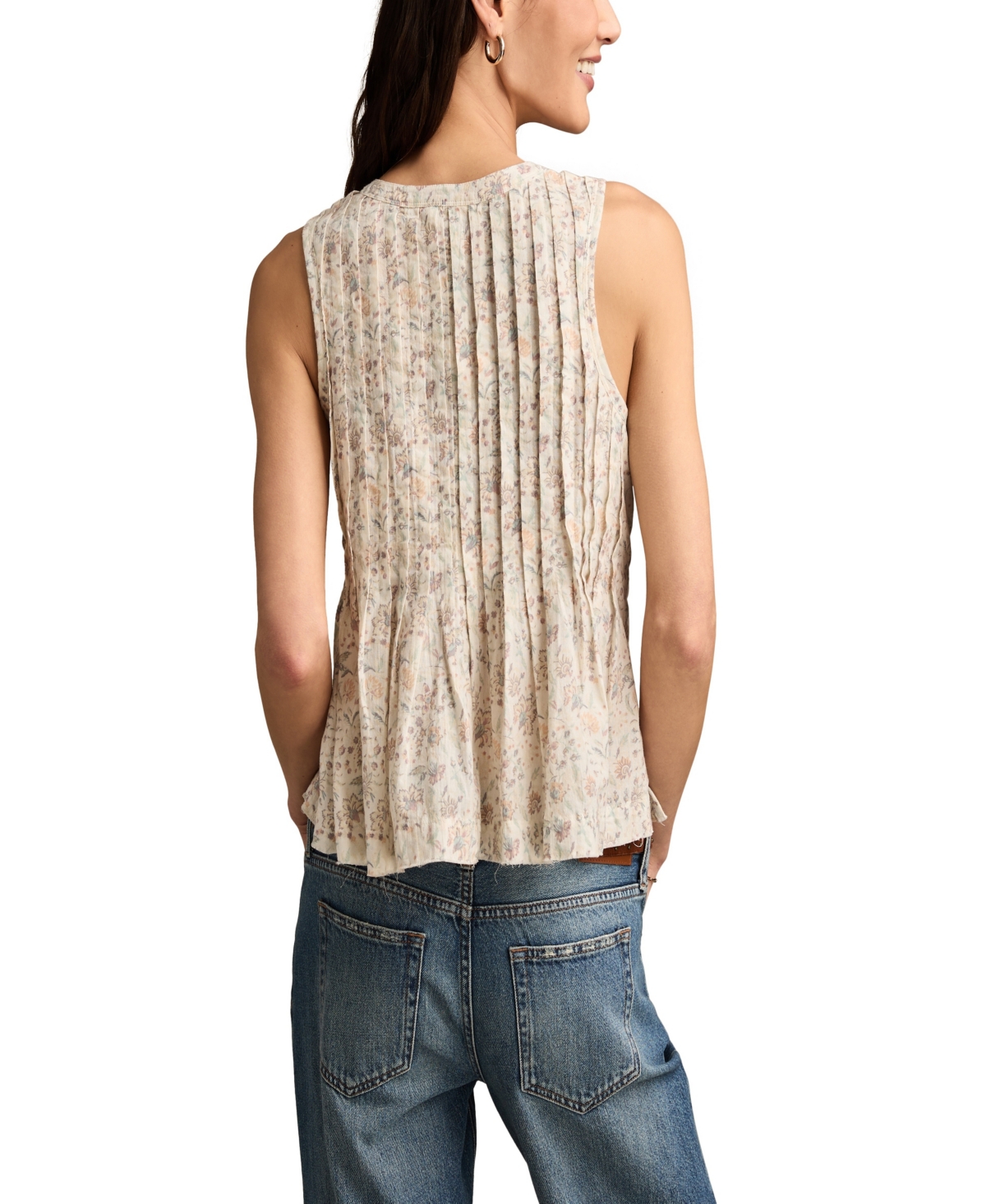 Lucky Brand Pintuck Henley Tank