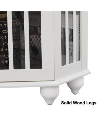 Corner Curio Cabinet with Adjustable Glass Shelves and Mirrored Back