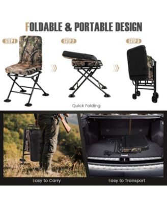 Swivel Folding Chair with Backrest and Padded Cushion